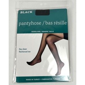 Vintage Greenbrier Day Sheer Pantyhose (Queen Size) Hose Nylons (Black)